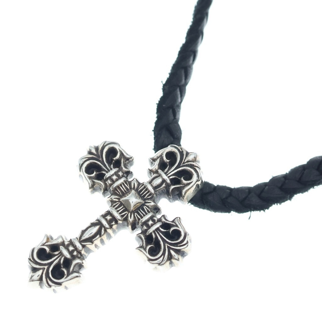 CHROME HEARTS(クロムハーツ) FILIG CROSS-XSM LB フィリグリー クロス レザーブレイド ネックレス シルバー -