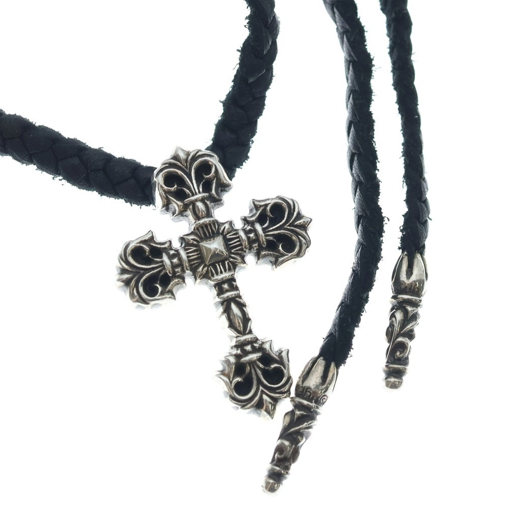 CHROME HEARTS(クロムハーツ) FILIG CROSS-XSM LB フィリグリー クロス レザーブレイド ネックレス シルバー -