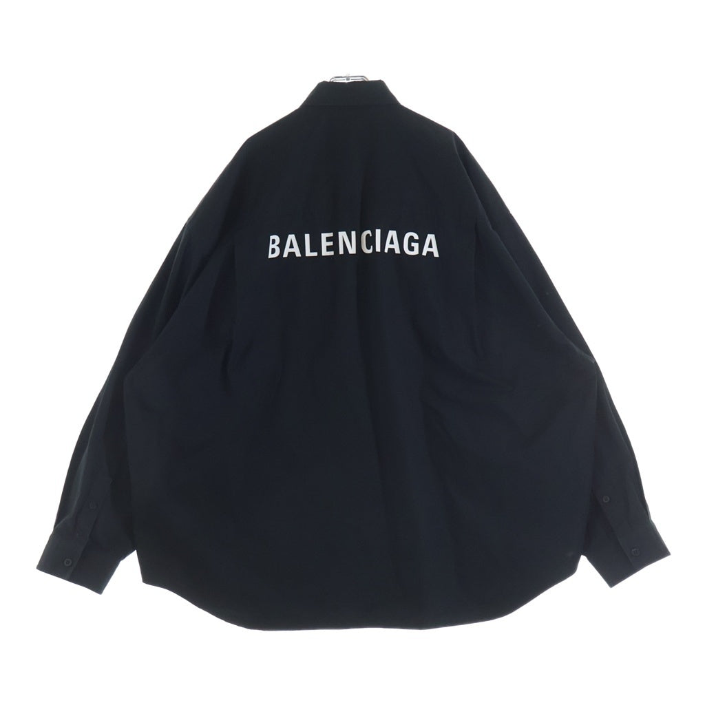 BALENCIAGA(バレンシアガ) バックプリント オーバーサイズ ビックシルエット レギュラーカラー 長袖シャツ ブラック 725377 TYB18