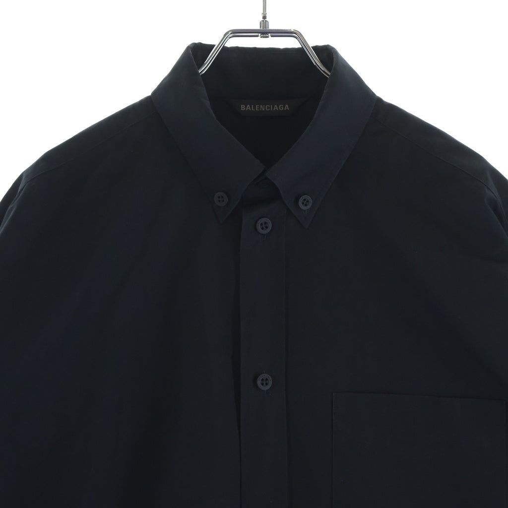 BALENCIAGA(バレンシアガ) バックプリント オーバーサイズ ビックシルエット レギュラーカラー 長袖シャツ ブラック 725377 TYB18