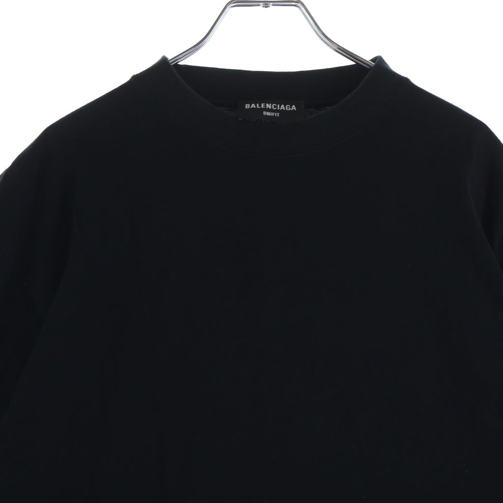 BALENCIAGA(バレンシアガ) ロゴエンブロイダリー クルーネックコットン 半袖Tシャツ カットソー ブラック 681045 TLVH9