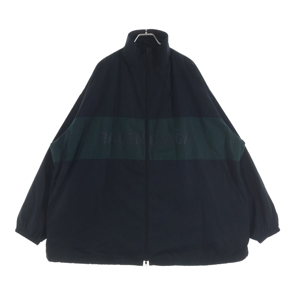 BALENCIAGA(バレンシアガ) 22AW ロゴプリント ジップアップ ナイロン ジャケット ブルゾン ブラック 725302 TNM14