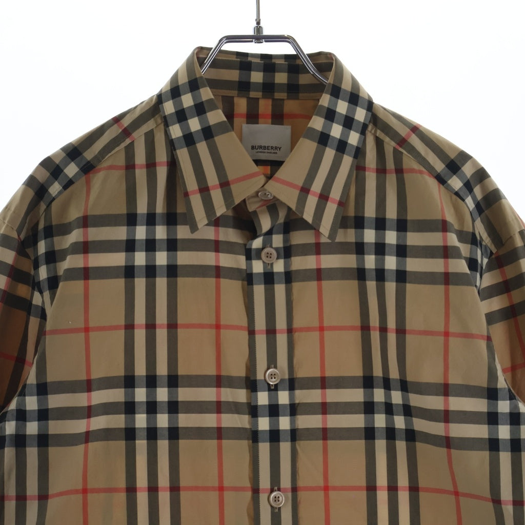 BURBERRY(バーバリー) ノバチェック柄 レギュラーカラー コットン 長袖シャツ ブラウン THTHAGAR129SAM