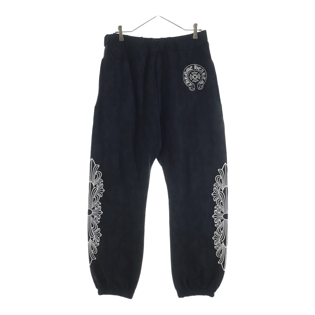 CHROME HEARTS(クロムハーツ) GRAVEYARD セメタリークロス総柄 スウェットパンツ ブラック ー