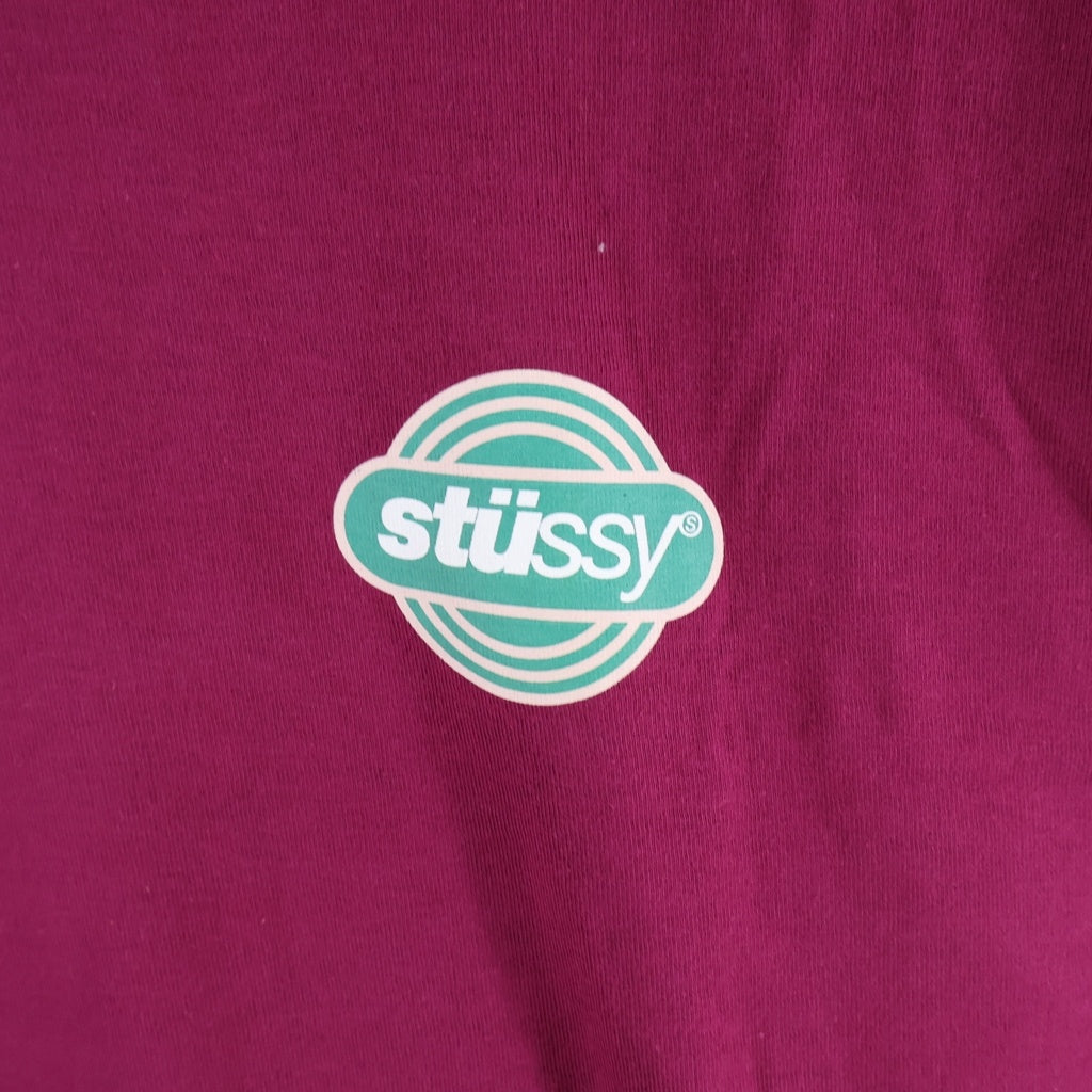 STUSSY(ステューシー) CIRCUIT TEE サーキット グラフィックプリント 半袖カットソー Tシャツ ワインレッド