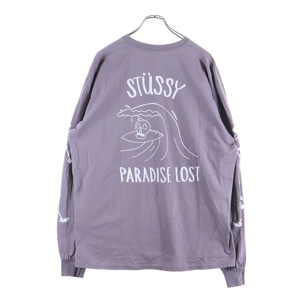 STUSSY(ステューシー) PARADISE LONG TEE パラダイス ロスト スケルトン 長袖カットソー Tシャツ パープル