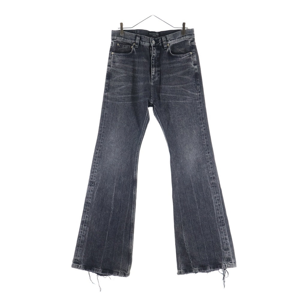 BALENCIAGA(バレンシアガ) 22AW ウォッシュダメージ加工 デニムフレアパンツ グレー 697829 TBP47