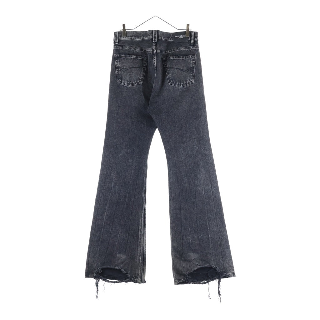 BALENCIAGA(バレンシアガ) 22AW ウォッシュダメージ加工 デニムフレアパンツ グレー 697829 TBP47