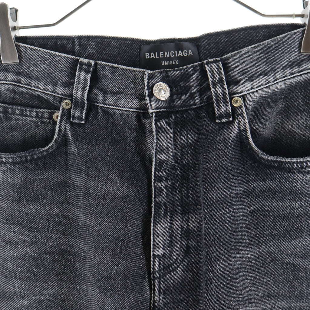 BALENCIAGA(バレンシアガ) 22AW ウォッシュダメージ加工 デニムフレアパンツ グレー 697829 TBP47