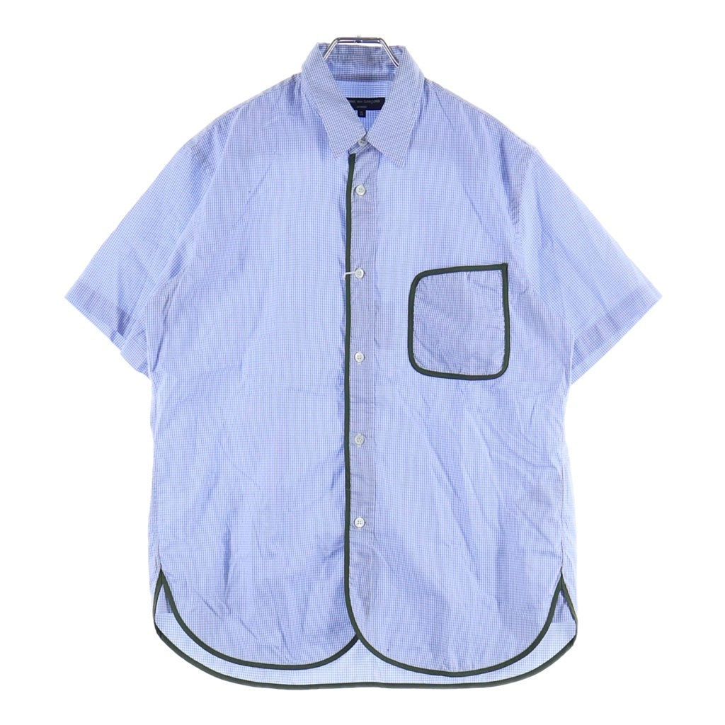 COMME des GARCONS HOMME(コムデギャルソンオム) 23SS COTTON CHECK PIPING SHIRT HK-B019 コットン ギンガムチェック 半袖シャツ ブルー