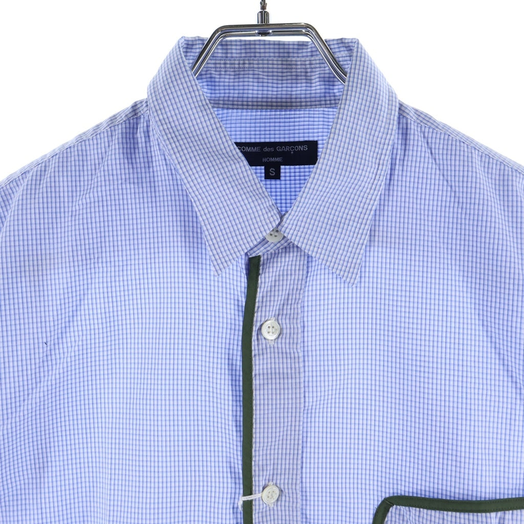 COMME des GARCONS HOMME(コムデギャルソンオム) 23SS COTTON CHECK PIPING SHIRT HK-B019 コットン ギンガムチェック 半袖シャツ ブルー