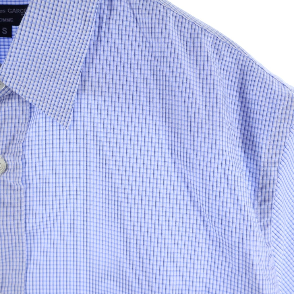 COMME des GARCONS HOMME(コムデギャルソンオム) 23SS COTTON CHECK PIPING SHIRT HK-B019 コットン ギンガムチェック 半袖シャツ ブルー