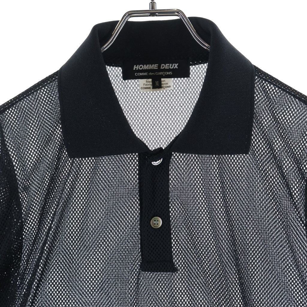 COMME des GARCONS HOMME DEUX(コムデギャルソン オムドゥ) メッシュ 半袖ポロシャツ DQ-T020 ブラック