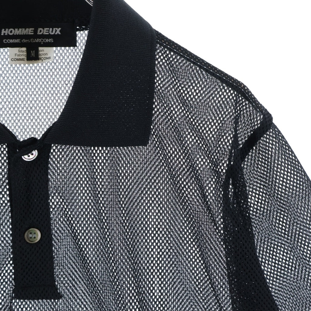 COMME des GARCONS HOMME DEUX(コムデギャルソン オムドゥ) メッシュ 半袖ポロシャツ DQ-T020 ブラック