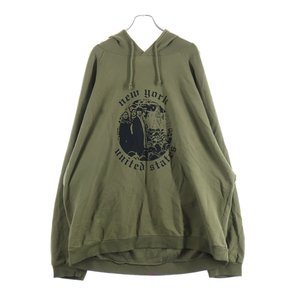 RAF SIMONS(ラフシモンズ) 21AW OVERSIZED HOODED SWEATER ANTWARP PRINT オーバーサイズド アントワーププリント プルオーバー スウェット パーカー カーキ A02 125 19004 0023