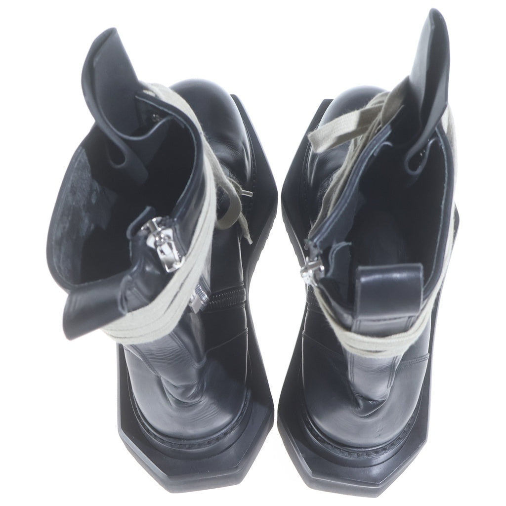 Rick Owens(リックオウエンス) 24SS LACE UP TURBO CYCLOPS レースアップ ターボ サイクロプス レザーハイカットスニーカー ブラック RU01D3875-LOO