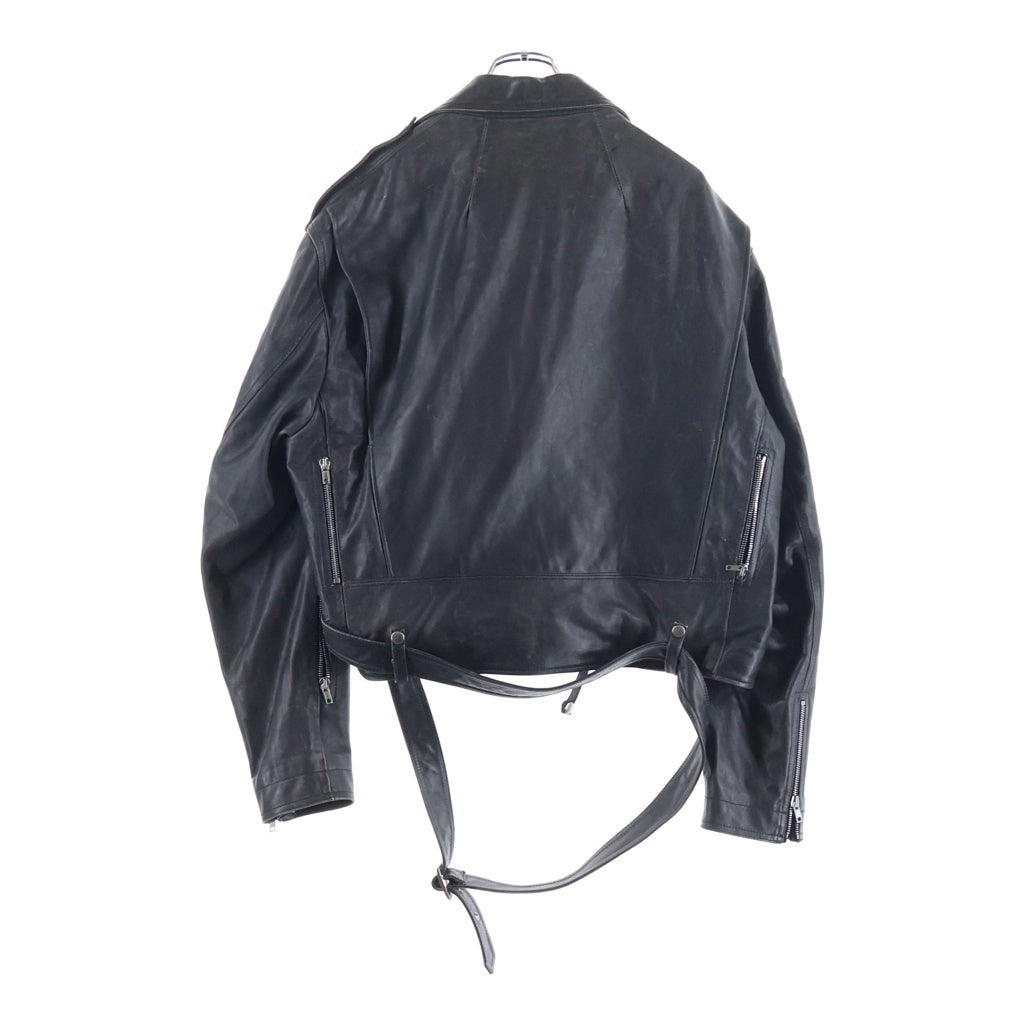Rick Owens(リックオウエンス) 25SS CROPPED JUMBO BAUHAUS STOOGES クロップド ジャンボバウハウス カーフレザー ライダースジャケット ブラック RP01E7717-LTP