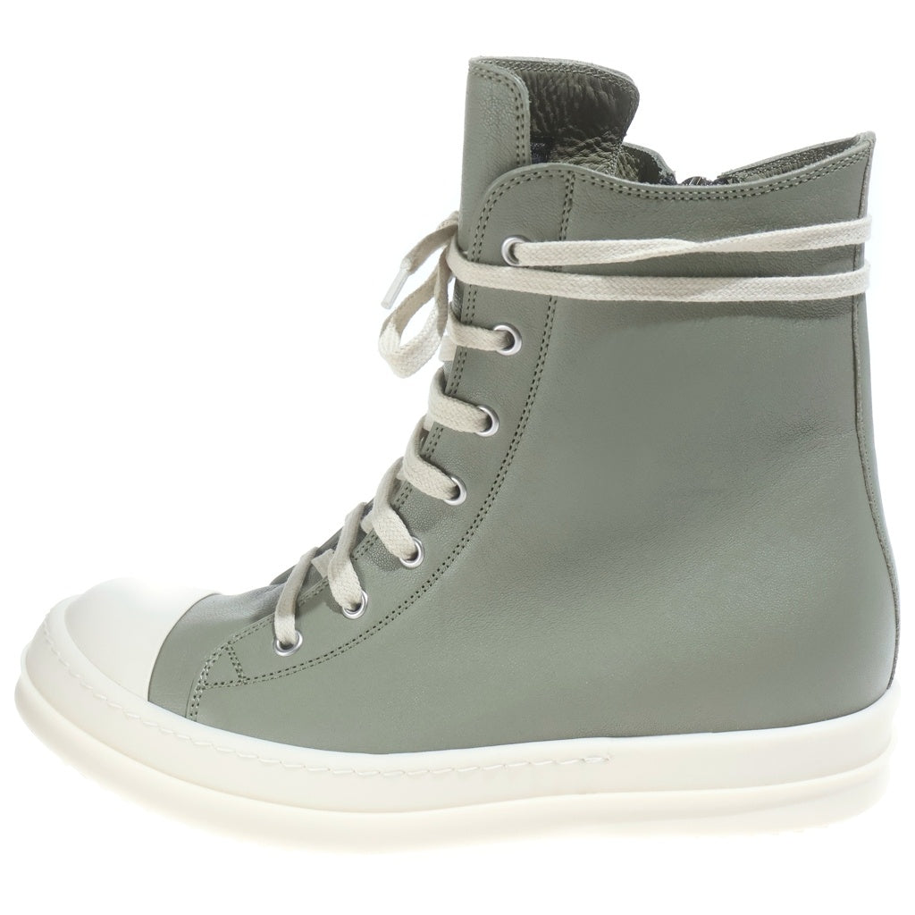 Rick Owens(リックオウエンス) 25SS HOLLYWOOD HIGH TOP SNEAKS レザーハイカットスニーカー カーキ RP01E7890-LGY