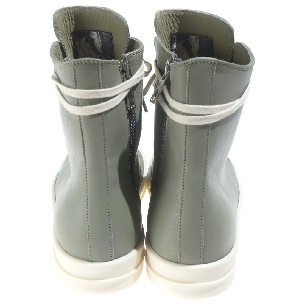 Rick Owens(リックオウエンス) 25SS HOLLYWOOD HIGH TOP SNEAKS レザーハイカットスニーカー カーキ RP01E7890-LGY