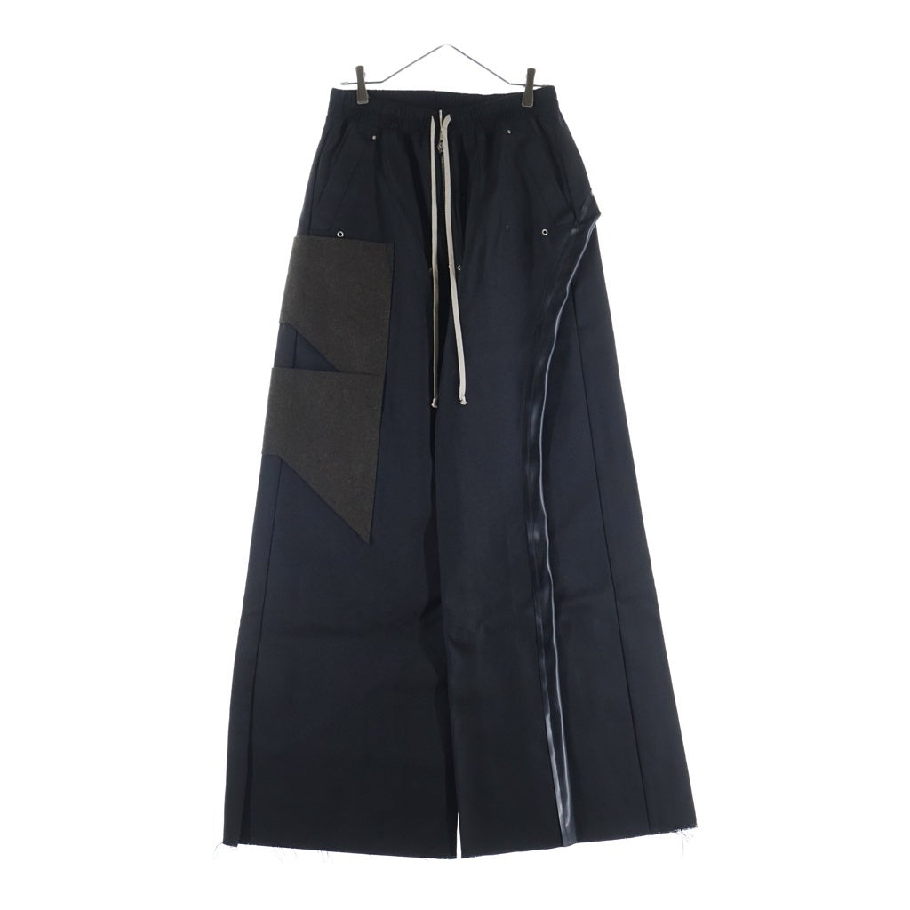 Rick Owens(リックオウエンス) 24AW WIDE BELA PANTS ワイドベラ 異素材切替 ワイドパンツ ブラック RR02D6307-HDUWTY
