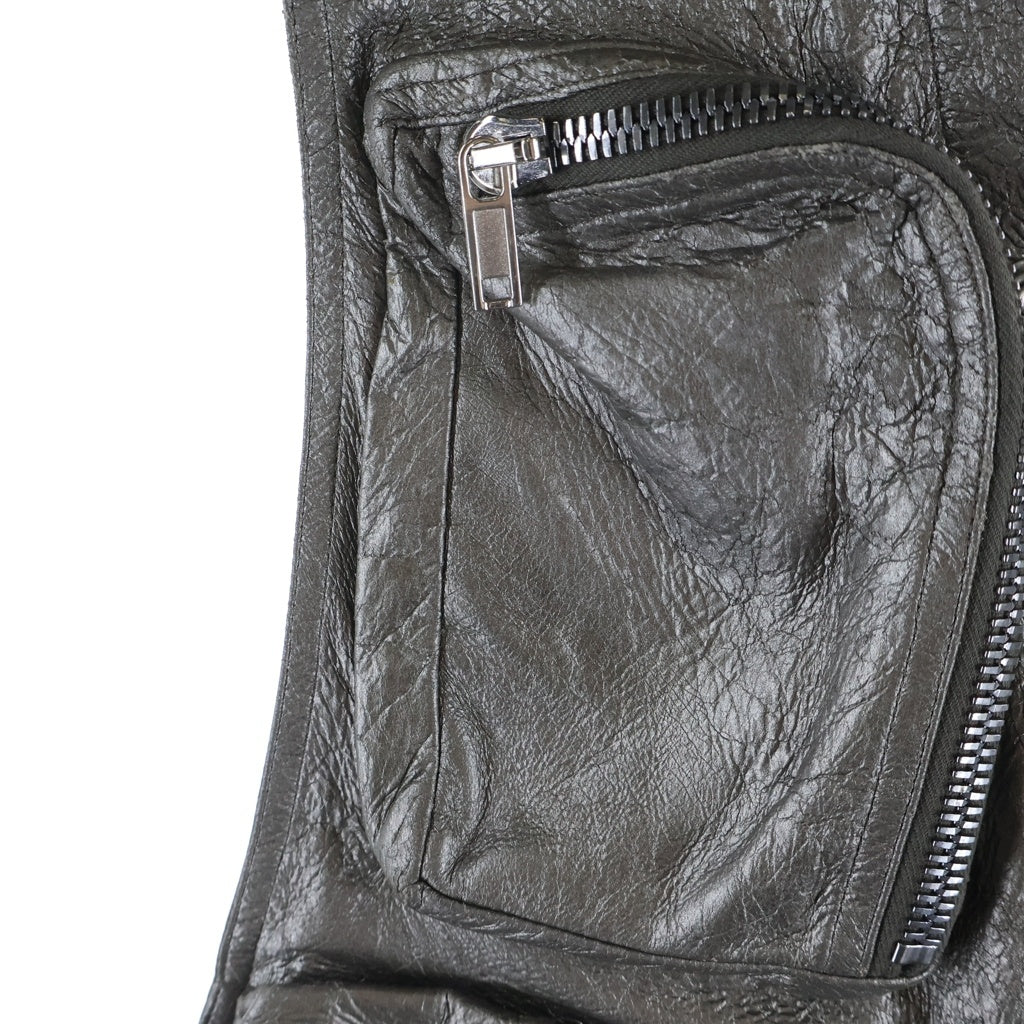Rick Owens(リックオウエンス) 25SS CARGO VEST レザーカーゴベスト グレー RU01E5767-LBAM