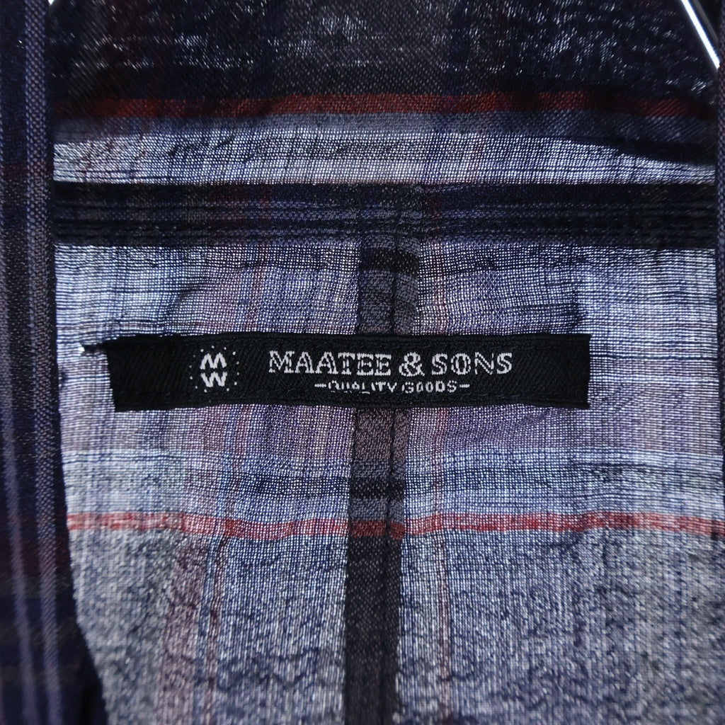 MAATEE&SONS(マーティーアンドサンズ) 25SS 折って折って SHIRTS JACKET シルク混 ウールリネンシャツ 長袖チェックシャツ ネイビー MT5103-0009B