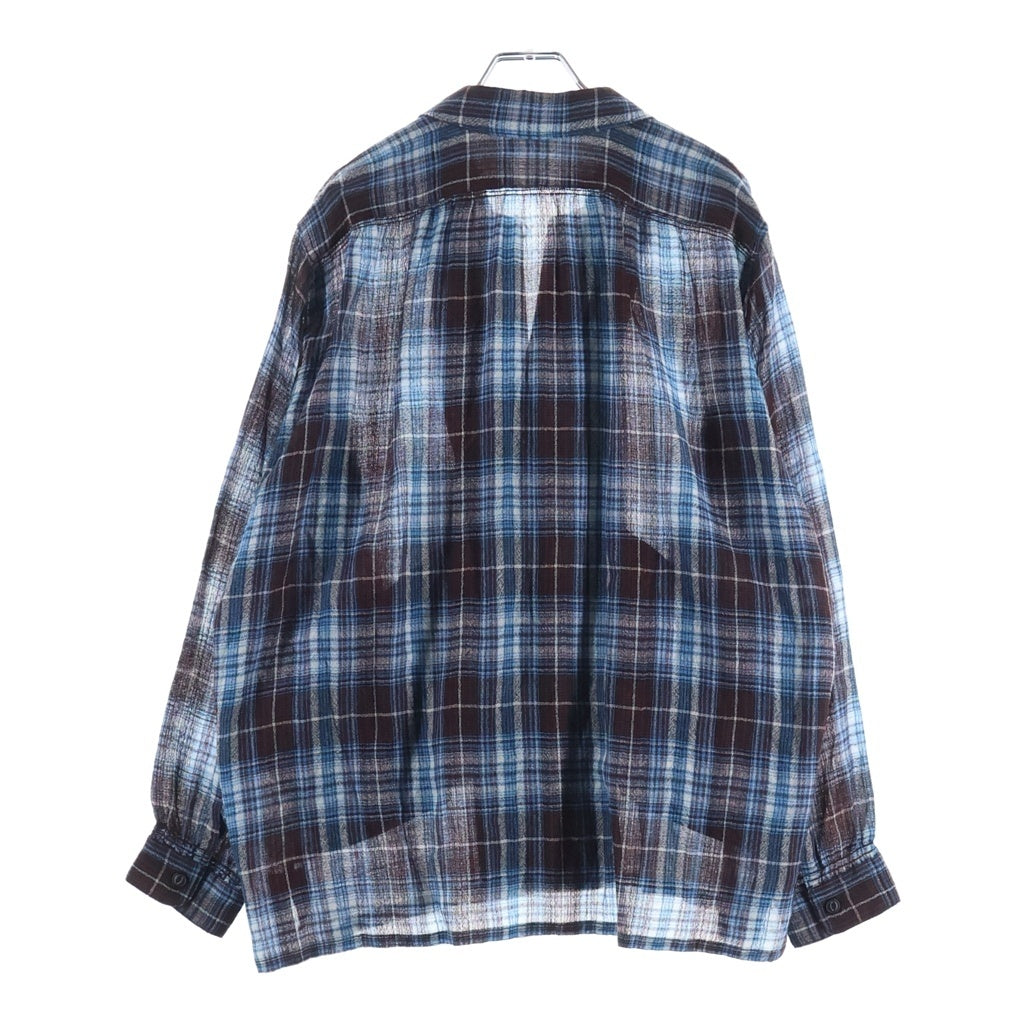 NICENESS(ナイスネス) 25AW Thom オープンカラー ウール長袖チェックシャツ ブルー HN-2701Y16 HN-2701Y16