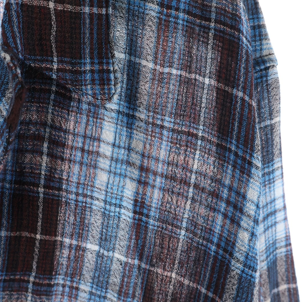 NICENESS(ナイスネス) 25AW Thom オープンカラー ウール長袖チェックシャツ ブルー HN-2701Y16 HN-2701Y16
