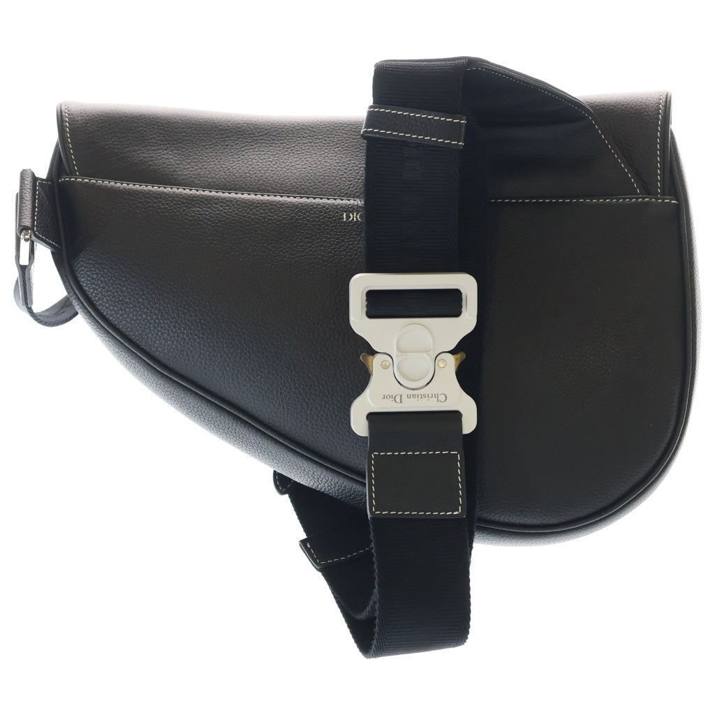 DIOR(ディオール) Maxi Saddle Bag マキシ グレインドカーフスキン サドルバッグ ショルダーバッグ ブラック 1ADPO211YKK