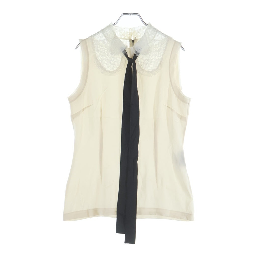 DOLCE & GABBANA(ドルチェアンドガッバーナ) Blouse ノースリーブ リボン レースシルクブラウス レディース アイボリー F78AJT FUABF