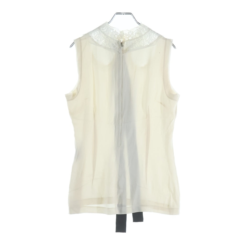 DOLCE & GABBANA(ドルチェアンドガッバーナ) Blouse ノースリーブ リボン レースシルクブラウス レディース アイボリー F78AJT FUABF