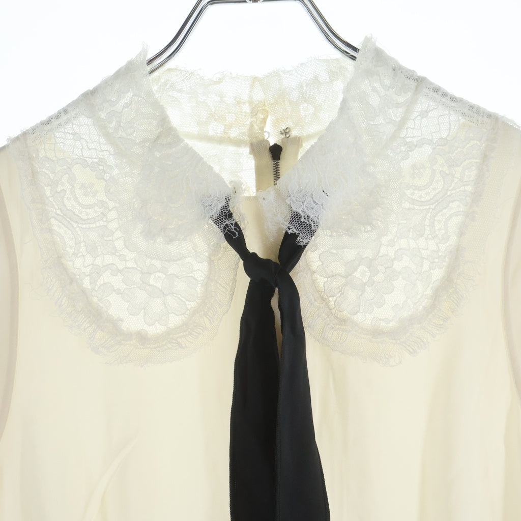 DOLCE & GABBANA(ドルチェアンドガッバーナ) Blouse ノースリーブ リボン レースシルクブラウス レディース アイボリー F78AJT FUABF