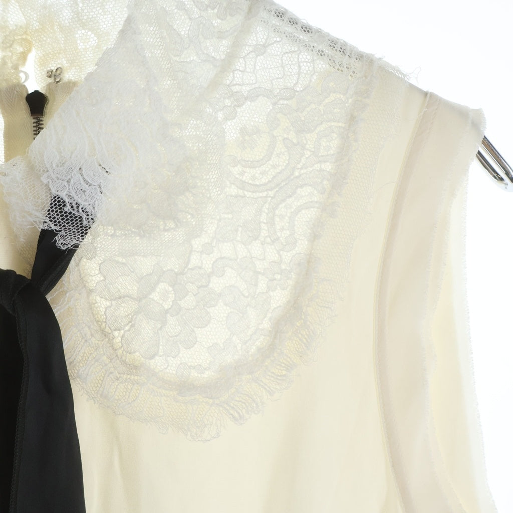 DOLCE & GABBANA(ドルチェアンドガッバーナ) Blouse ノースリーブ リボン レースシルクブラウス レディース アイボリー F78AJT FUABF