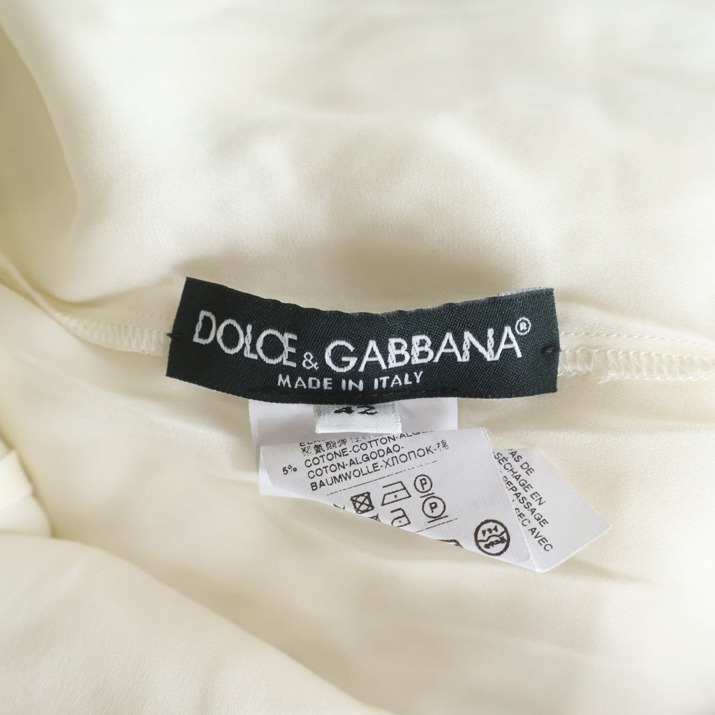DOLCE & GABBANA(ドルチェアンドガッバーナ) Blouse ノースリーブ リボン レースシルクブラウス レディース アイボリー F78AJT FUABF