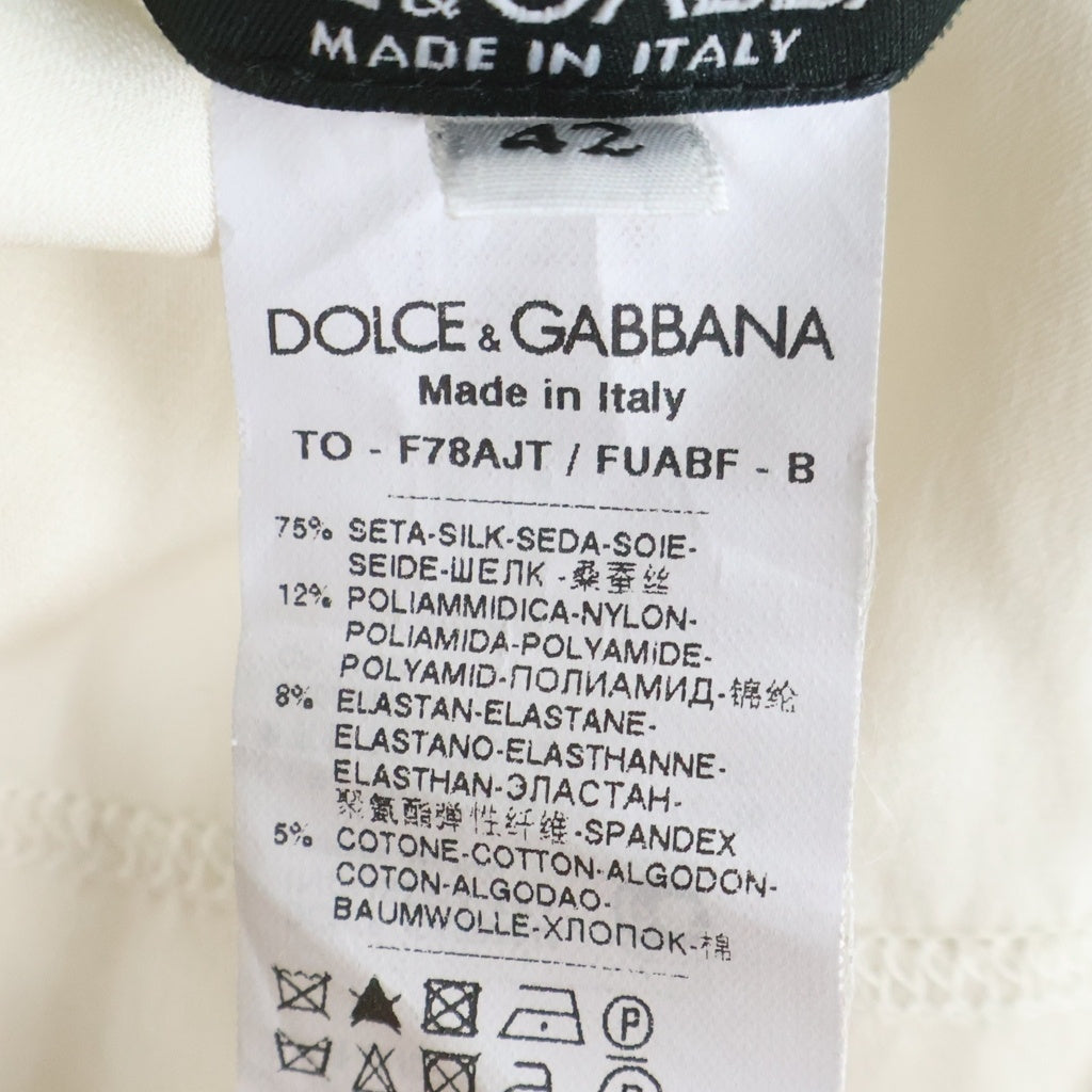 DOLCE & GABBANA(ドルチェアンドガッバーナ) Blouse ノースリーブ リボン レースシルクブラウス レディース アイボリー F78AJT FUABF
