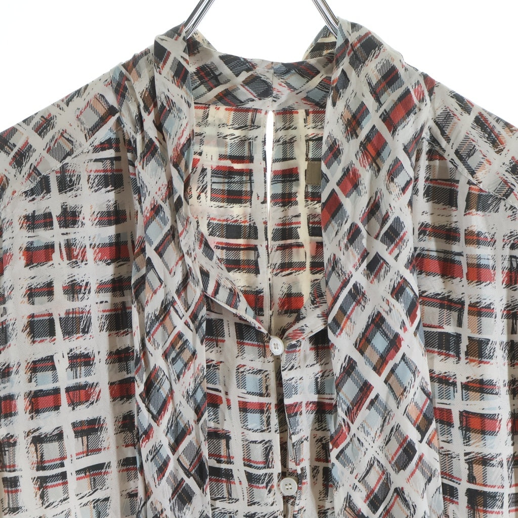 BURBERRY(バーバリー) Scribble Check Silk Dress 長袖チェックドレスシャツ シルクシャツ マルチ レディース 4072889