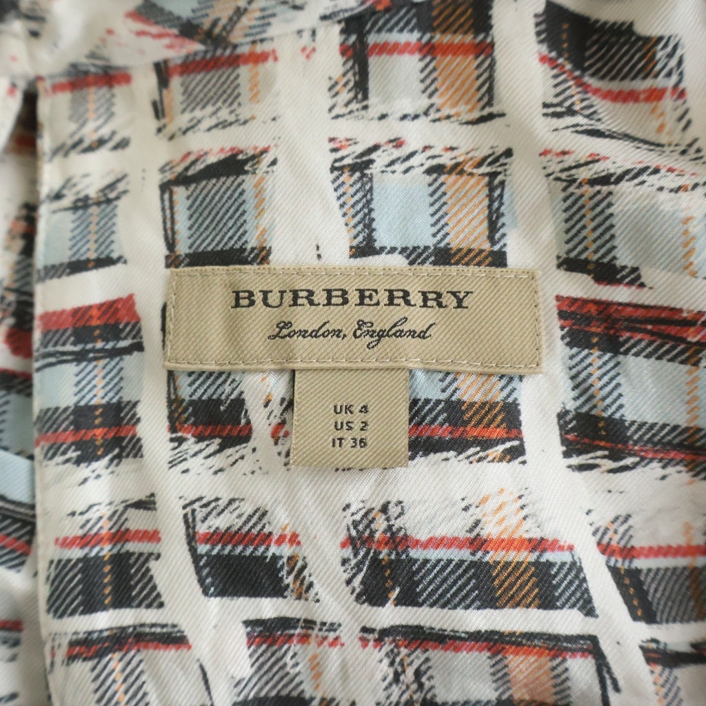 BURBERRY(バーバリー) Scribble Check Silk Dress 長袖チェックドレスシャツ シルクシャツ マルチ レディース 4072889