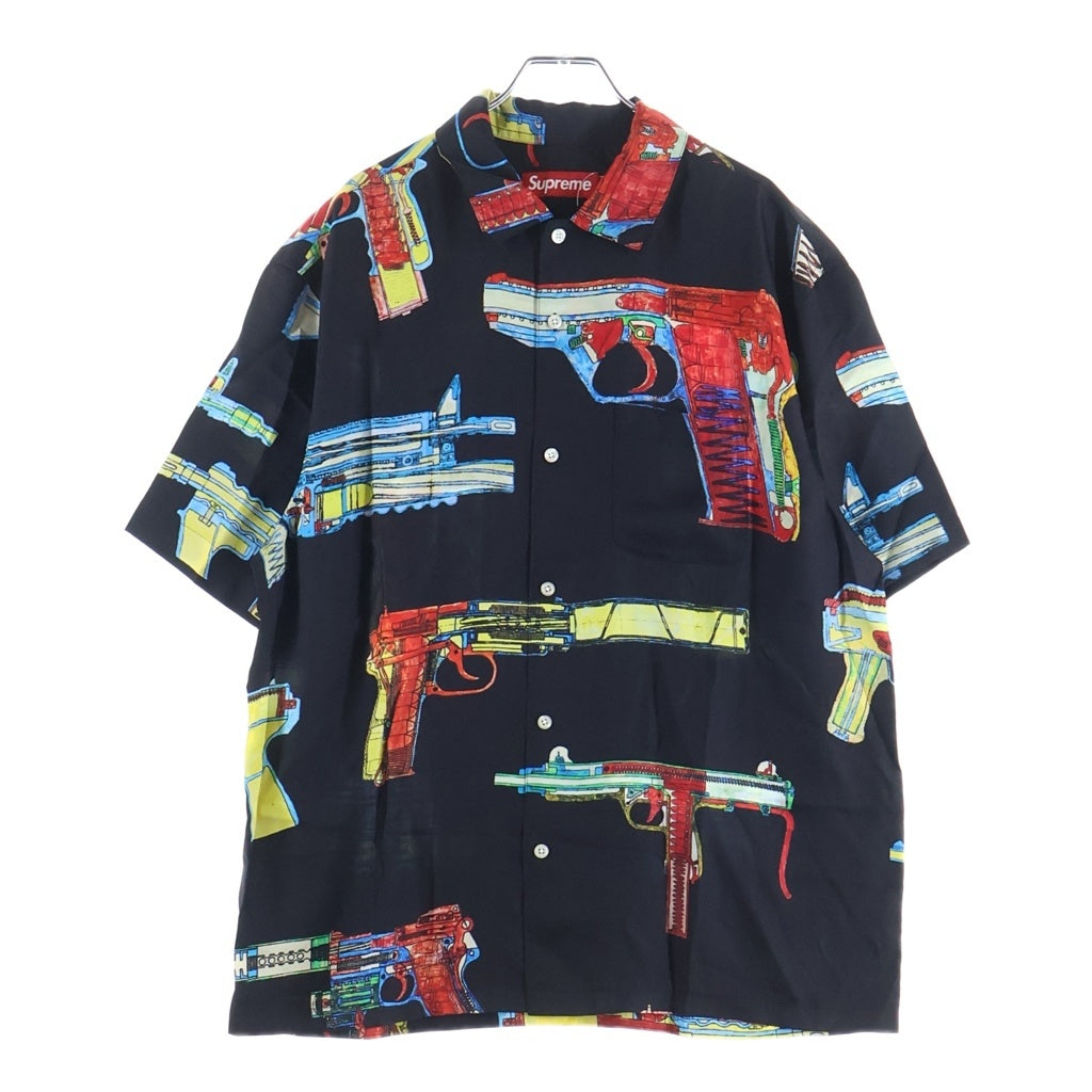 SUPREME(シュプリーム) 26SS Guns Silk S/S Shirt ガンズ 総柄半袖シルクシャツ ブラック