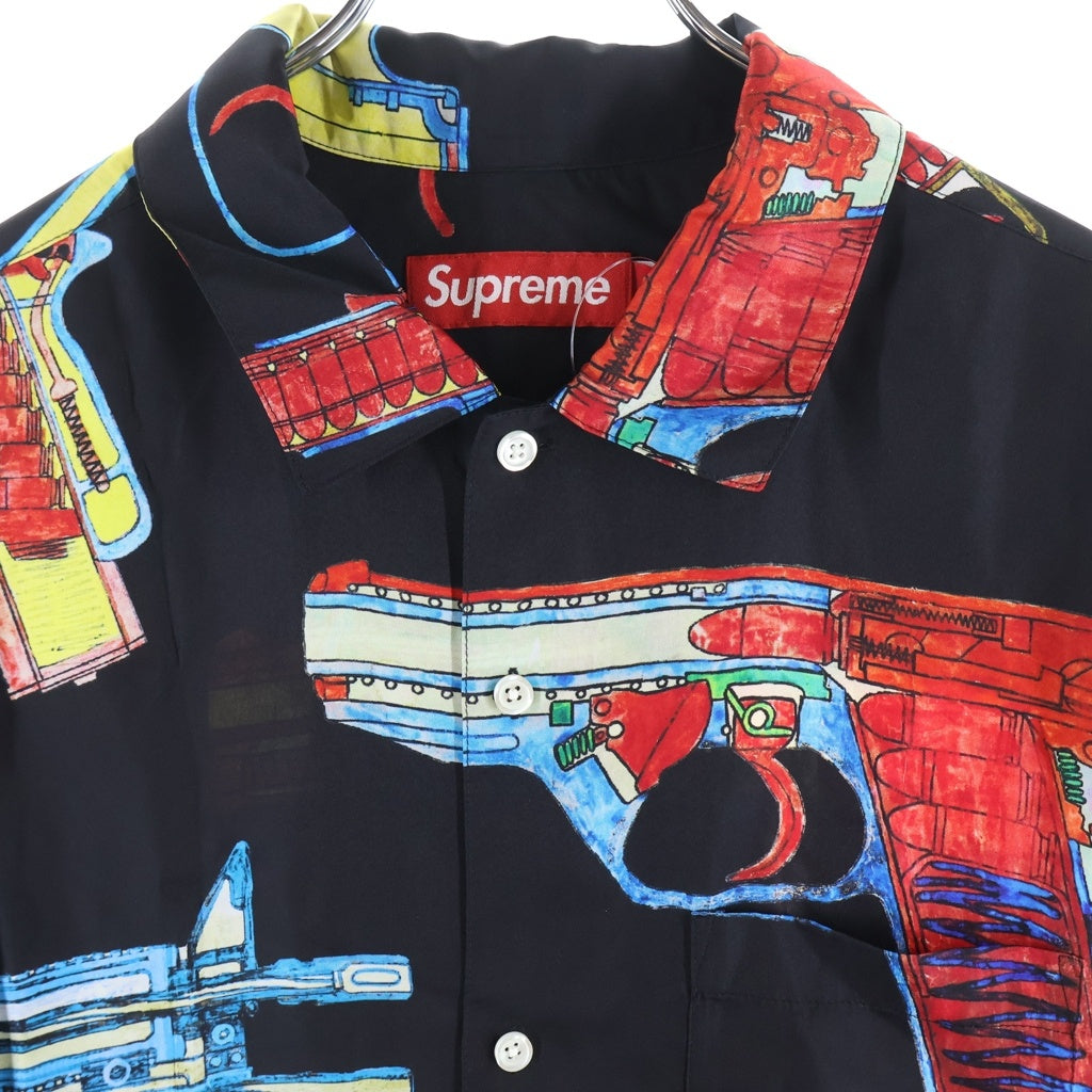 SUPREME(シュプリーム) 26SS Guns Silk S/S Shirt ガンズ 総柄半袖シルクシャツ ブラック
