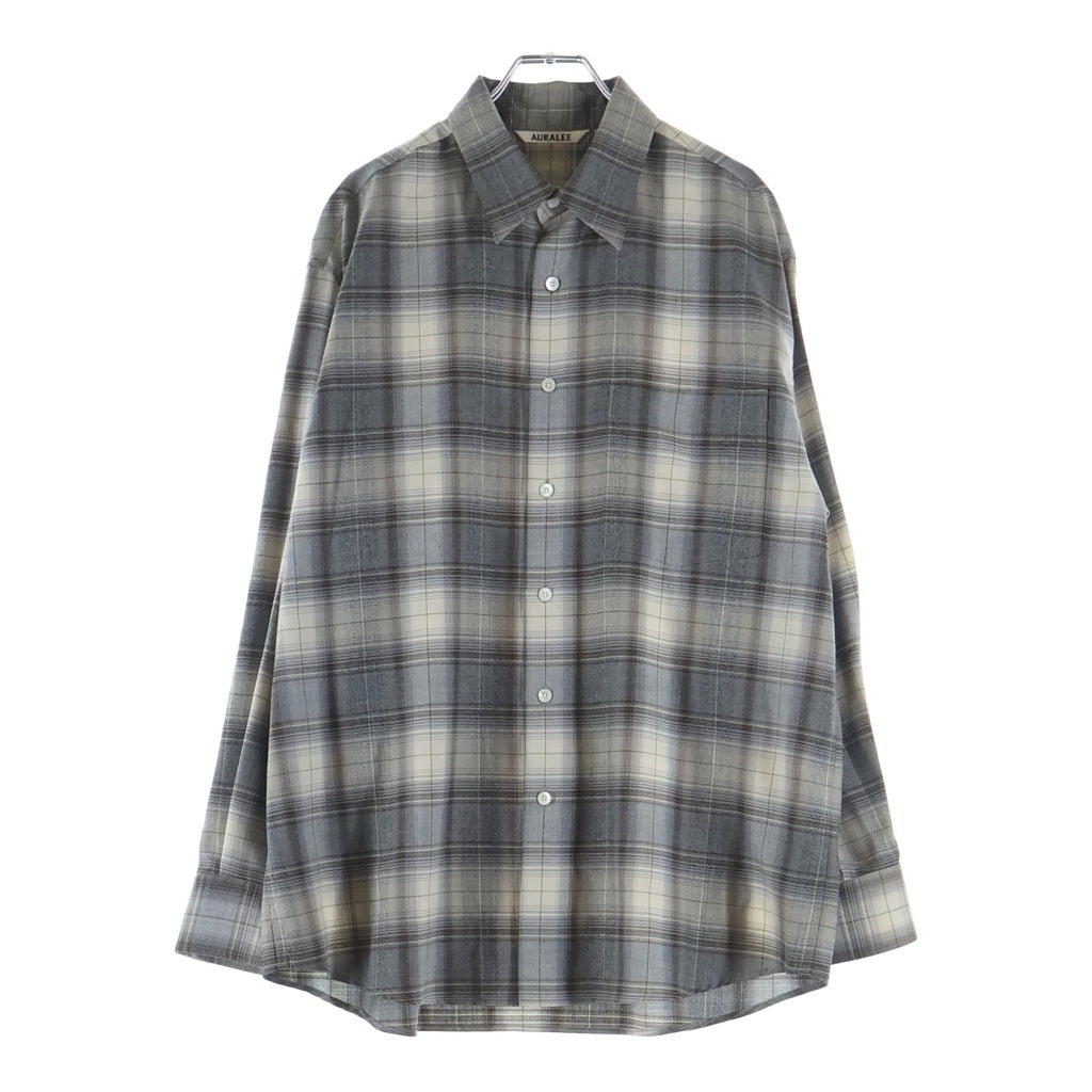 AURALEE(オーラリー) 22AW SUPER LIGHT WOOL CHECK SHIRTS スーパーライトウールチェックシャツ グレー A22AS01LC