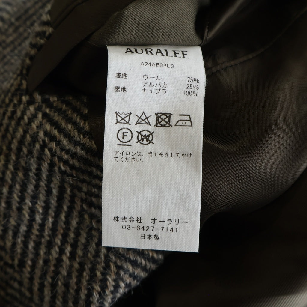 AURALEE(オーラリー) 24AW LAMA SHETLAND WOOL TWEED ZIP BLOUSON ラマシェットランドウールツイード ジップブルゾン ブラウン A24AB03LS
