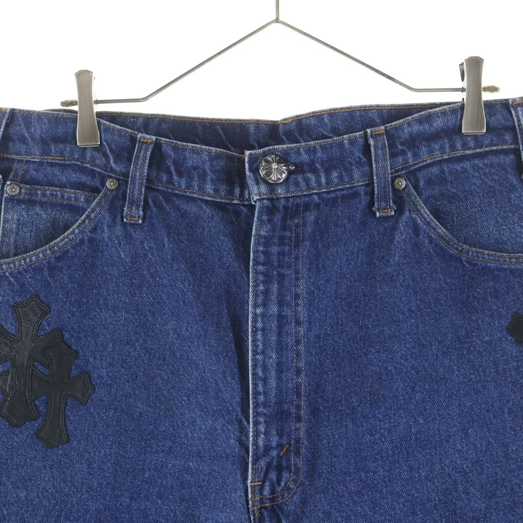 CHROME HEARTS(クロムハーツ) ×LEVI'S 505 U VNTG JEAN BLU ORNG TAB リーバイス クロスパッチ付き ジップフライ ウォッシュドデニムパンツ インディゴ