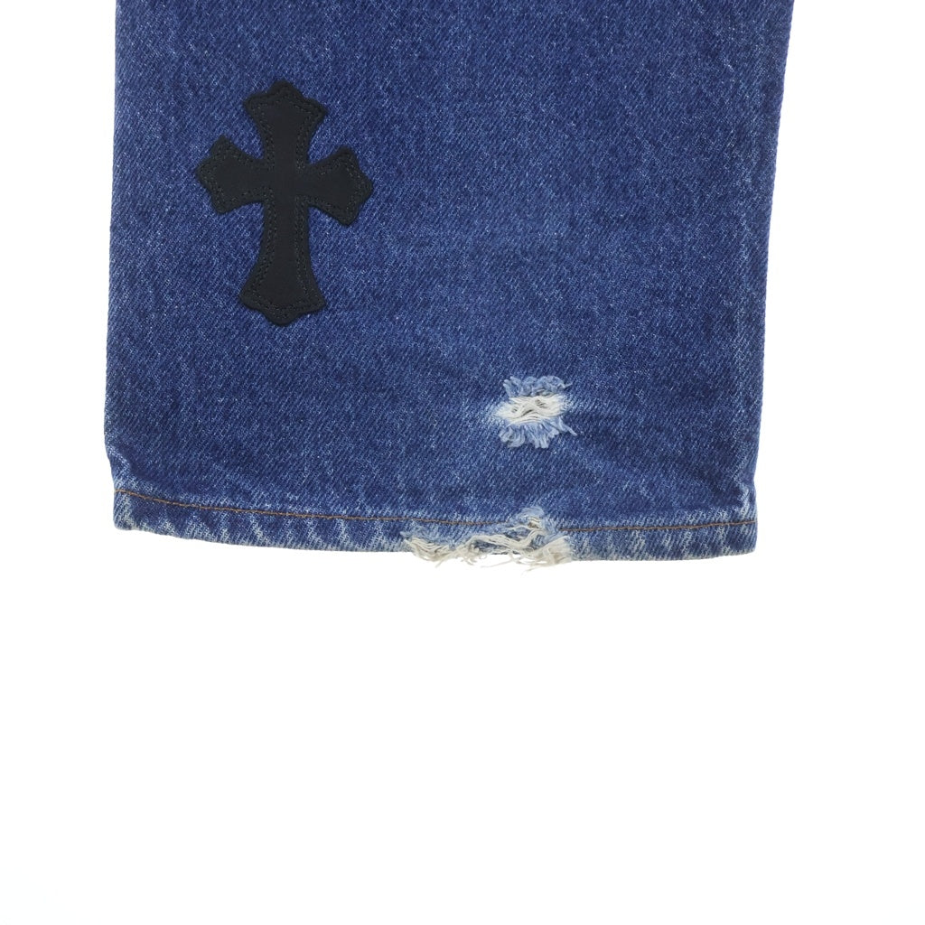 CHROME HEARTS(クロムハーツ) ×LEVI'S 505 U VNTG JEAN BLU ORNG TAB リーバイス クロスパッチ付き ジップフライ ウォッシュドデニムパンツ インディゴ
