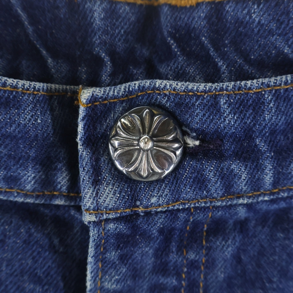 CHROME HEARTS(クロムハーツ) ×LEVI'S 505 U VNTG JEAN BLU ORNG TAB リーバイス クロスパッチ付き ジップフライ ウォッシュドデニムパンツ インディゴ