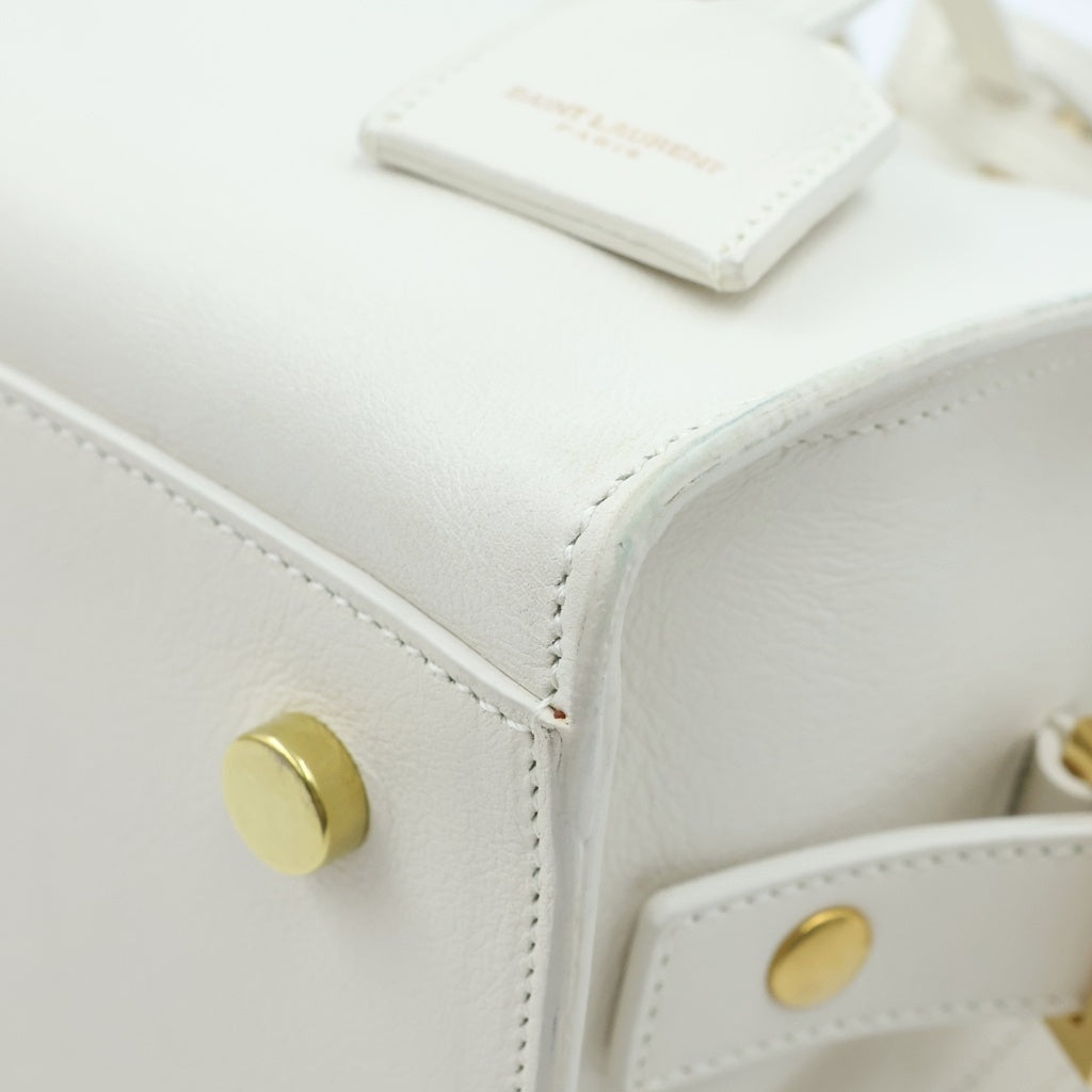SAINT LAURENT PARIS(サンローランパリ) Baby Cabas ベイビーカバス カサンドラ レザーハンドバッグ ショルダーバッグ ホワイト 400914 レディース