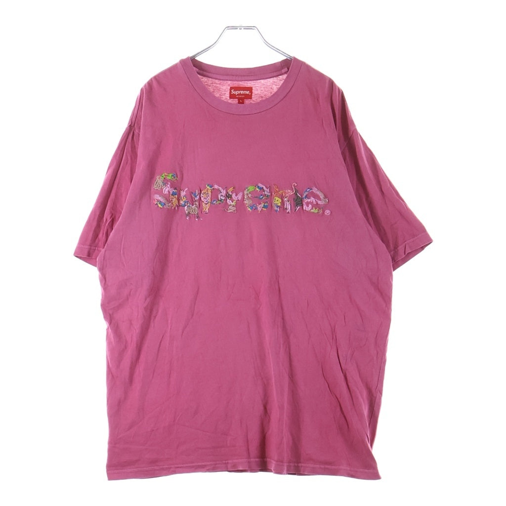 SUPREME(シュプリーム) 23SS Animal Kingdom S/S Top Magenta アニマルキングダム エンブロイダリーデザイン クルーネック コットン半袖Tシャツ カットソー ピンク -