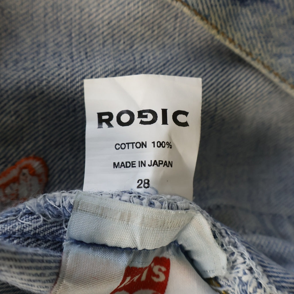 ROGIC(ロジック) ×STUDIO33 エンブロイダリーデザイン ボタンフライ マルチポケット ワイドストレート デニムパンツ インディゴ -