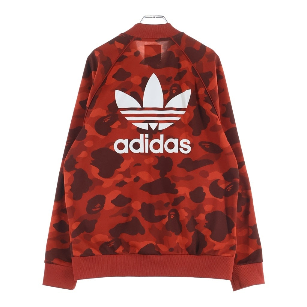 A BATHING APE(アベイシングエイプ) ×ADIDAS カモ柄 ジャージ トラックジャケット ジップアップジャケット レッド DP0184