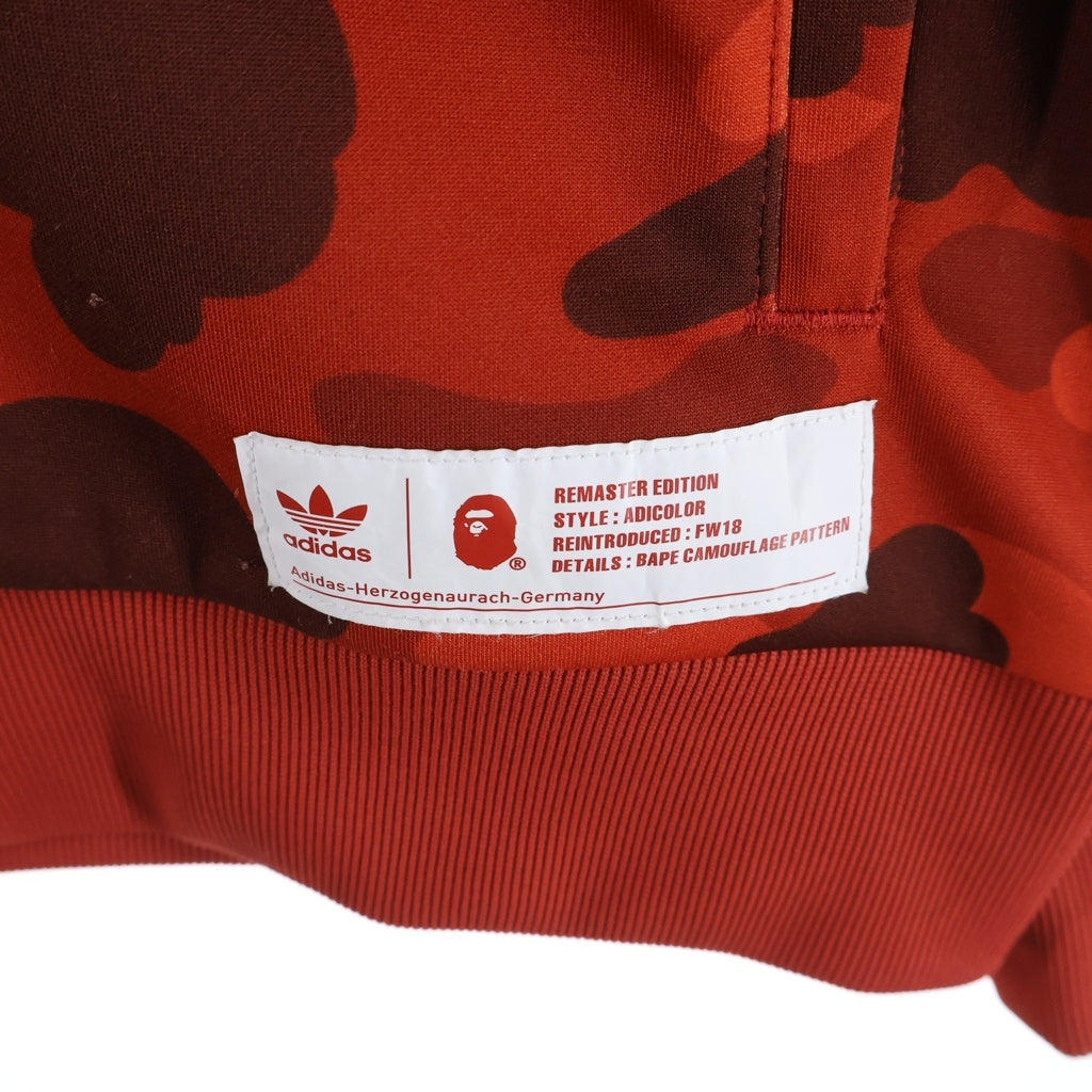 A BATHING APE(アベイシングエイプ) ×ADIDAS カモ柄 ジャージ トラックジャケット ジップアップジャケット レッド DP0184