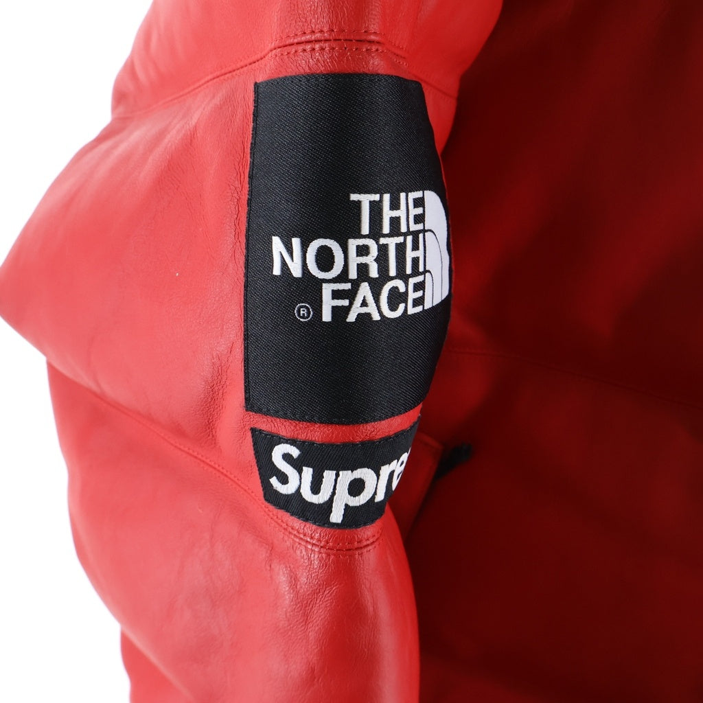 SUPREME(シュプリーム) ×17AW THE NORTH FACE LEATHER NUPTSE JACKET レザー ヌプシ ジャケット ジップアップジャケット レッド ND91702I